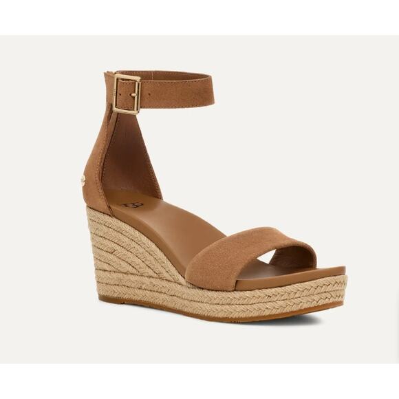 NEW UGG Women's Aylani Metallic Espadrille Comfort Wedge Sandal Size 11 Brown - Picture 1 of 7